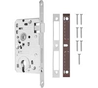 KOTARBAU® Cerradura de embutir 72/55 mm DIN cerradura perfilada de cilindro izquierdo cerradura de puerta con placa de retención acero galvanizado acero inoxidable plataedo
