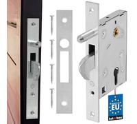 KOTARBAU® Cerradura para embutir para bombín, Cerraduras para puertas correderas F-60, Cerradura de gancho, Cerradura de acero inox, Cerrojo pico de loro en acero, Herraje de seguridad para puertas