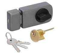 KOTARBAU® Cerrojo de Puerta Adicional 60 mm, Cerrojo con Cilindro Exterior, Antracita, Cerrojo con pomo Giratorio, Cerrojo de Seguridad, Cerradura de sobreponer, Cerradura Adicional Puerta, 3 Llaves