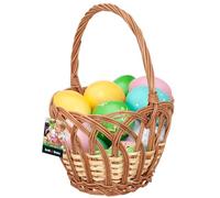 KOTARBAU Cesta de compras de mimbre redondo marrón natural 250 x 170 mm con asa trenzada de mimbre para compras y picnic | Cesta decorativa para niños