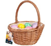 KOTARBAU Cesta de mimbre con asa redonda, marrón, 22 x 17,5 x 25 cm, cesta clásica de sauce para Pascua, picnic, compras o almacenamiento