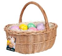 KOTARBAU® Cesta de Mimbre Natural con Asa, Redonda - 33 x 26,5 x 29 cm, Trenzada para Niños y la Compra