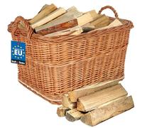KOTARBAU® Cesta Leña Chimenea - Mimbre - 55 x 45 cm - Color Natural - Cesto para Leña - con Asa Resistente - Capazo Leñero - Accesorio Natural - Decoración Rústica