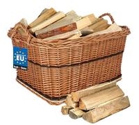 KOTARBAU® Cesta Leña Chimenea - Mimbre - 60 x 50 cm - Bicolor - Cesto para Leña - con Asa Resistente - Capazo Leñero - Accesorio Natural - Decoración Rústica