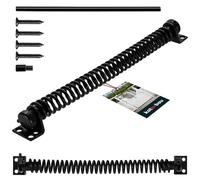 KOTARBAU® Cierrapuertas de jardín de 28 cm, con revestimiento de polvo, acero negro, muelle de tracción, muelle de cierre, para exteriores