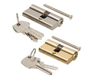 KOTARBAU Cilindro 25/40 de níquel para cerradura de perfil, cerradura de seguridad, cerradura con doble cilindro, chapado en latón
