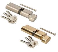 KOTARBAU® Cilindro 45/35 con pomo perilla, Cilindro para puertas de perfil europeo, Latón niquelado, Cilindro de alta seguridad Cilindro Bombin Cerradura para puertas 3 llaves, Antibumping Antitaladro