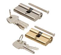 KOTARBAU® Cilindro 25/30 de dos entradas, Cilindro para puertas de perfil europeo, Latón, Cilindro de alta seguridad, Cilindro latonado, Bombin Cerradura para puertas 3 llaves, Antibumping Antitaladro