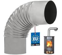 KOTARBAU® Codo de tubo de chimenea, arco de 90°, diámetro de 120 mm, tubo de humos de chapa, codo de escape para chimenea, rodilla, tubo plateado, ángulo