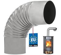 KOTARBAU® Codo de tubo de chimenea, arco de 90°, diámetro de 130 mm, tubo de humos de chapa, codo de escape para chimenea, rodilla, tubo plateado, ángulo