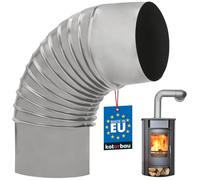 KOTARBAU® Codo de tubo de chimenea, arco de 90°, diámetro de 140 mm, tubo de humos de chapa, codo de escape para chimenea, rodilla, tubo plateado, ángulo