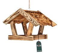 KOTARBAU® Comedero para Pájaros - Madera Quemada Clara - 39 x 27 x 26 cm - Marrón - Comedero Colgante para Pájaros Silvestres Exterior - Jardín Terrazal