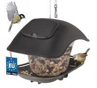 KOTARBAU® Comedero para Pájaros - Plástico - 24x17 cm - Negro - Comedero Colgante con Cable de Acero - para Pájaros Silvestres Exterior - Resistente Y Duradero