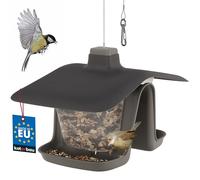 KOTARBAU® Comedero para Pájaros - Plástico - 28x17,5 cm - Negro - Comedero Colgante con Cable de Acero - para Pájaros Silvestres Exterior - Resistente Y Duradero