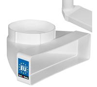 KOTARBAU® Conducto plano 90° para conducto de ventilación, redondo, cuadrado, transición 110 x 55 mm, pieza de transición de plástico, diámetro de 100 mm, color blanco, conector de canal, arco de