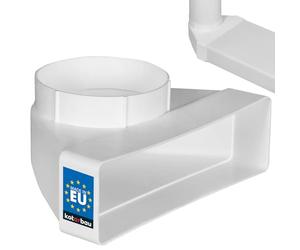 KOTARBAU® Conducto plano 90° para conducto de ventilación, redondo, cuadrado, transición 110 x 55 mm, pieza de transición de plástico, diámetro de 100 mm, color blanco, conector de canal, arco de