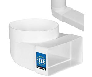 KOTARBAU® Conducto plano 90° para conducto de ventilación, redondo, cuadrado, transición 110 x 55 mm, pieza de transición de plástico, diámetro de 100 mm, color blanco, conector de canal, arco de