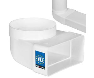 KOTARBAU® Conducto plano 90° para conducto de ventilación, redondo, cuadrado, transición 120 x 60 mm, pieza de transición de plástico, diámetro de 100 mm, color blanco, conector de canal, arco de