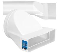 KOTARBAU® Conector de tubo rectangular de 60 x 200 mm para tubo redondo de 150 mm, adaptador de plástico, conector de conducto de escape, reductor para sistemas de ventilación, canal plano blanco a
