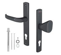 KOTARBAU Conjunto de manijas de puerta, aluminio, antracita, perfil de cilindro 90 mm, manija para puerta y portal