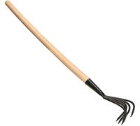 KOTARBAU® Cultivador de Mano para jardín, Aireador Manual 5 Dientes curvos, Mango de Madera, Herramienta de jardinería para mullir y airear la Tierra, Garra de jardín, Extirpador, Rastrillo pequeño