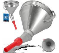 KOTARBAU® Embudo de metal con colador, 17 cm, galvanizado, con colador, ángulo de borde inclinado, punta de plástico, embudo de acero galvanizado, grande para aceite Adblue