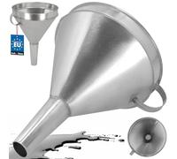 KOTARBAU® Embudo de metal galvanizado, acero galvanizado, embudo recto grande, 23 cm, embudo de llenado con colador para aceite y combustible, galvanizado, gasolina, embudo de acero