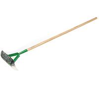KOTARBAU® Escarificador de Doble Cara, Escarificador de Acero con Mango de Madera, Escarificador Manual, Rastrillo Cortador para Eliminar el Musgo y los restos de césped, Aireador