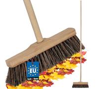KOTARBAU® Escoba - 27cm - Marrón - Cepillo Barrendero - Escobón - Escoba Dura - Cepillo Terraza - con Mango de Madera - para Interior y Exterior - Madera De Haya