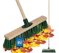KOTARBAU® Escoba - Cepillo Barrendero - Madera de Haya - 40 cm - Cepillo Industrial - Exterior de Escoba - Escobas para Barrer - para Jardín Terraza - Verde - con Mango de Madera