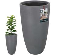 KOTARBAU® Florero alto gris oscuro fibra de cerámica Ecolite altura 62 cm 32 cm moderno jarrón de hormigón aspecto jarrón de suelo grande para flores floreros moderno para salón, jardín, balcón,