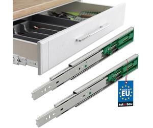 KOTARBAU® Guías para cajones con rodamiento de bolas 250 mm, Guías telescópicas de extensión total, Guías laterales para cajón con autocierre, Correderas con rodamiento de bolas, Deslizamiento suave