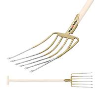 KOTARBAU® - Horca de 6 puntas con mango para jardín y agricultura, horca de alambre para estiércol, horca de heno, horca de jardín, horca de abono, horca de patata, horca para jardín y agricultura