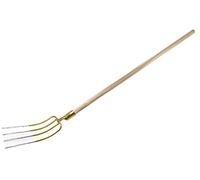 KOTARBAU® Horca de Acero con 4 Dientes, Horca de jardín para Compost, Horca con Mango de Madera, Horca para airear Suelos, Horca para ablandar la Tierra y airear el Compost, Horquilla Campo