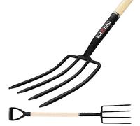 KOTARBAU® Horca de Acero Templado de 4 Dientes, Horca de jardín, Campo, Horca con Mango de Madera, Horca para airear Suelos Duros y pedregosos, Horca para Trabajar el Terreno, Horquilla para huerto