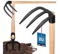 KOTARBAU® Horca para cavar de 3 dientes, Pala cosechadora para patatas, Horca con mango de madera 110 cm, Horca patatas, Herramientas de tierra para airear, desherbar y recolectar patatas, Horquilla