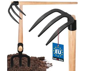KOTARBAU® Horca para cavar de 3 Dientes, Pala cosechadora para Patatas, Horca con Mango de Madera 110 cm, Horca Patatas, Herramientas de Tierra para airear, desherbar y recolectar Patatas, Horquilla