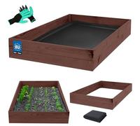KOTARBAU Jardinera de madera de 120 x 80 x 18 cm, impregnada, color marrón, bancal alto, macetero, jardinera, bancal elevado, para jardín, cría de verduras, caja de verduras + guantes con garras