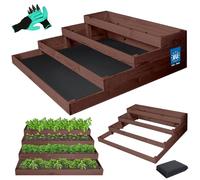 KOTARBAU Jardinera elevada para jardín, caja de cultivo de 120 x 120 cm + guantes con garras marrón impregnado jardinera jardinera marco de palés de plantas torre de bancal elevado, kit de jardinera