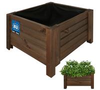 KOTARBAU® Jardineras Exterior - Macetas Exterior - Madera de Pino - 50 x 50 x 30 cm - Rústico - Macetero Rectangular - Grande - Macetero con Patas - con Velo Antimaleza - Decorativo