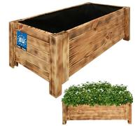 KOTARBAU® Jardineras Exterior - Macetas Exterior - Madera de Pino - 79 x 39 x 30 cm - Rústico - Macetero Rectangular - Grande - Macetero con Patas - con Velo Antimaleza - Decorativo