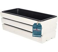 KOTARBAU® Jardineras Exterior - Madera - 40 x 18 x 15 cm - Blanco - Macetero Rectangular Exterior - Macetas - con Inserto de Plástico - Jardinera Balcon - para Terraza