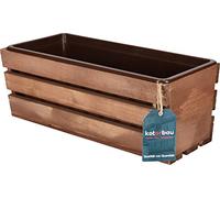 KOTARBAU® Jardineras Exterior - Madera - 40 x 18 x 15 cm - Marrón - Macetero Rectangular Exterior - Macetas - con Inserto de Plástico - Jardinera Balcon - para Terraza