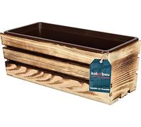 KOTARBAU® Jardineras Exterior - Madera - 40 x 18 x 15 cm - Rústico - Macetero Rectangular Exterior - Macetas - con Inserto de Plástico - Jardinera Balcon - para Terraza