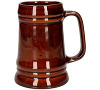 KOTARBAU Jarra de cerveza de cerámica, 0,5 L, con mango manejable, esmaltada, jarra de piedra para vino, cerveza, bebidas, decoración a mano