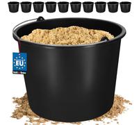KOTARBAU Juego de 10 cubos de plástico para la construcción, 12 l, para mortero, cemento, agua, jardín, plástico, color negro