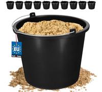 KOTARBAU Juego de 10 cubos de plástico para la construcción, 5 l, para mortero, cemento, agua, jardín, plástico, color negro