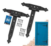 KOTARBAU® Juego de 2 Bisagras de 250 mm - Revestimiento de Polvo - Bisagras Negras en T Bisagras Puertas Madera Bisagras para Puertas de Madera Visagras Negras Rustica en Cruz