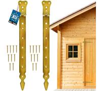 KOTARBAU® Juego de 2 bisagras de 400 mm de acero galvanizado, bisagras doradas para puerta de jardín, bisagra de puerta, bisagra de puerta, bisagra de tienda, banda para puerta de jardín, cruzada