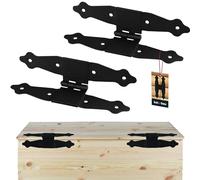 KOTARBAU® Juego de 2 bisagras plegables en forma de H de 20,5 x 10 cm, banda de tienda, banda central de cruz, bisagra de puerta de acero pulverizado, color negro, bisagra para ventana, puerta de